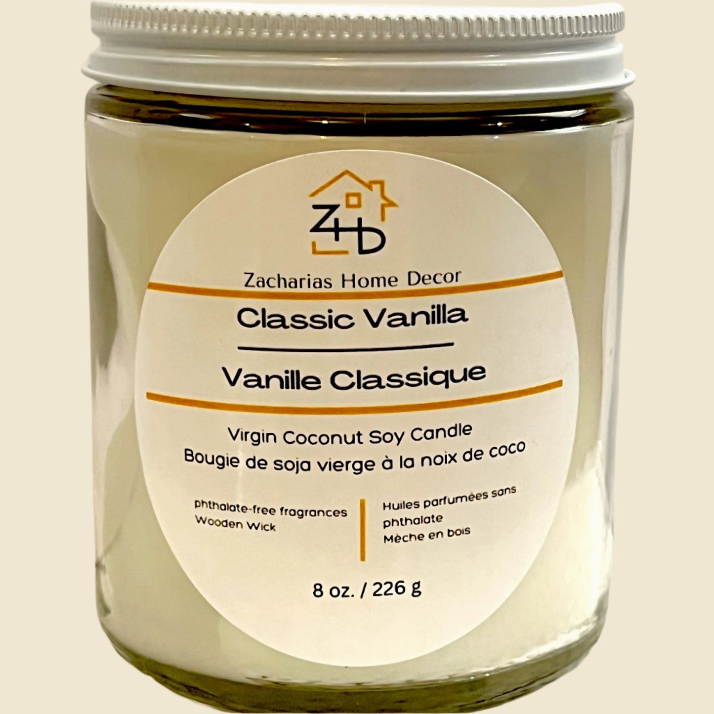 Zacharias Home Decor Virgin Coconut Soy Candles | 8 oz