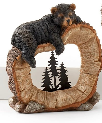 Figurine with Bear on a Log