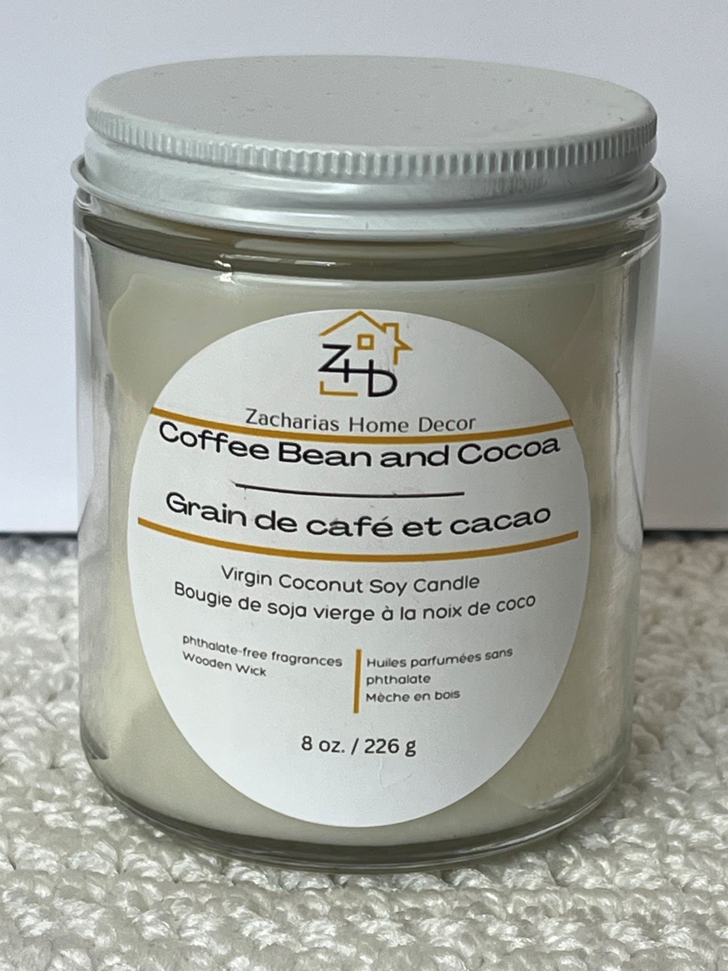 Virgin Coconut Soy Candle  Coffee Bean and Cocoa 