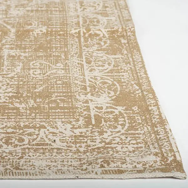Floral Printed Area Rug Ivory and Beige 7 x 5 feet