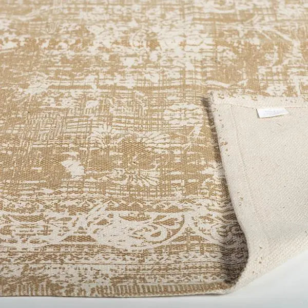 Area rug Floral Printed -Beige and ivory