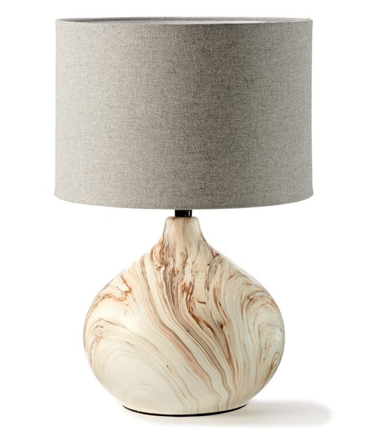 Marble Lamp w/White Shade