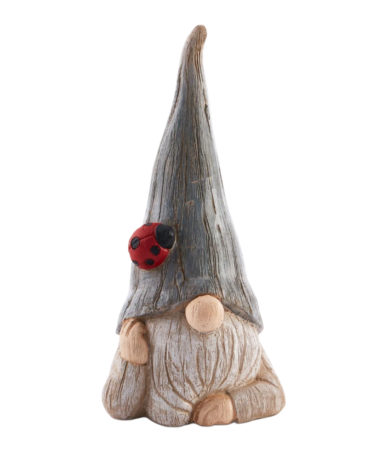 Gently Textured Farmstead Gnome with a Lady Bug on his hat. 