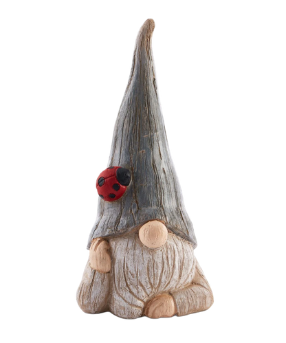 Gently Textured Farmstead Gnome with a Lady Bug on his hat. 