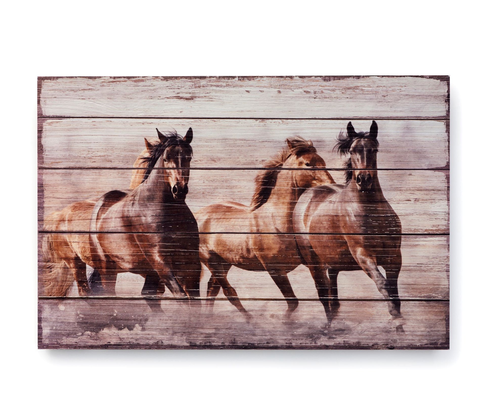 Plank Wall Sign with Horses