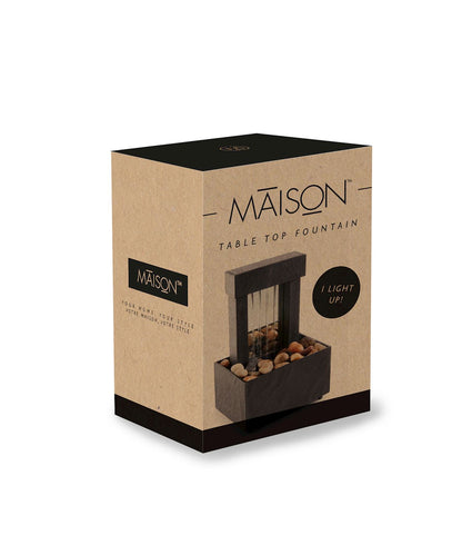 Picture of packaging for the Maison Led Mirrored Table Fountain