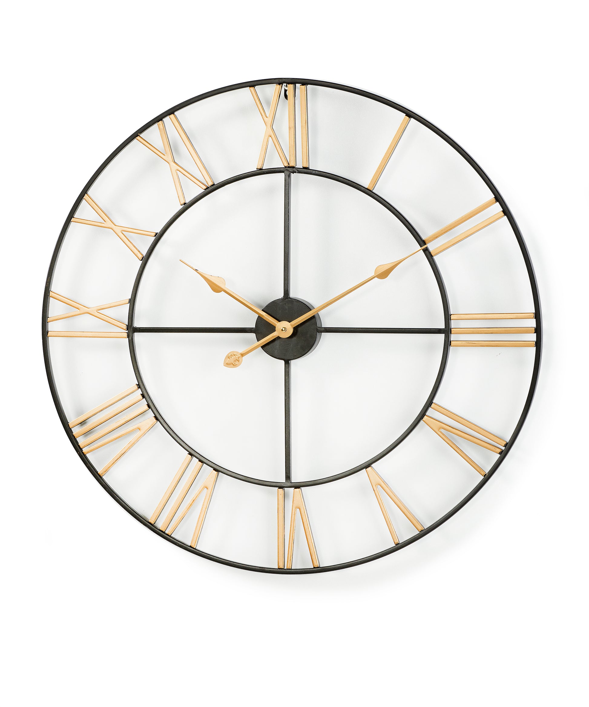 Round Wall Clock Black and Gold