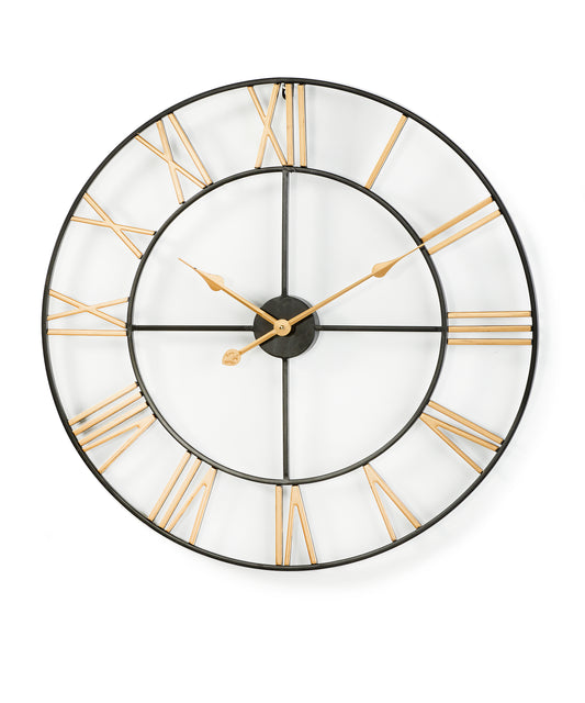 Round Wall Clock Black and Gold