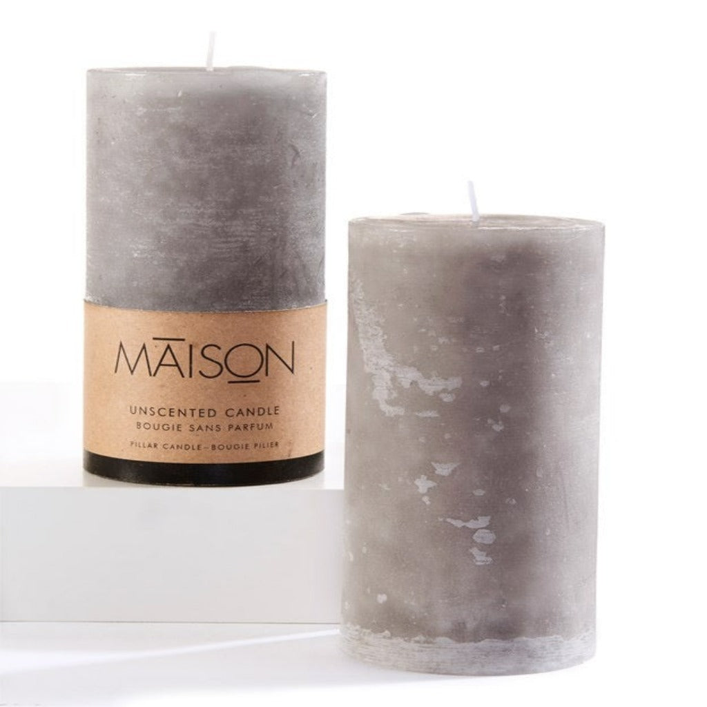 Maison Unscented Pillar Candle (Grey)