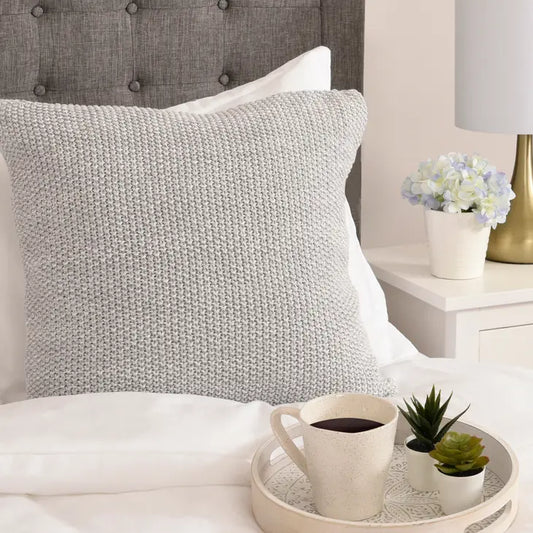 Life Comfort Knit decorative Cushion Light Grey