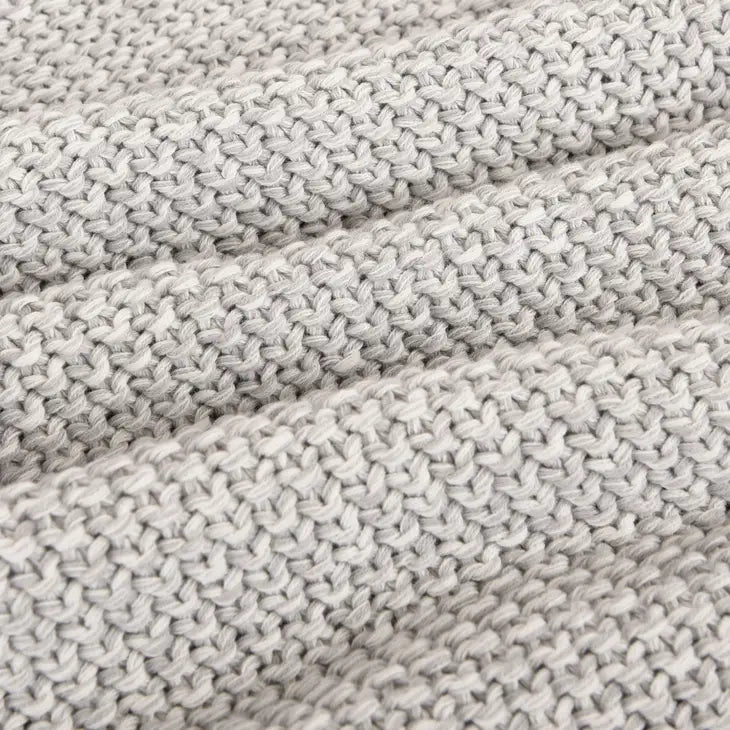 Light Grey Knit Cushion Close up view